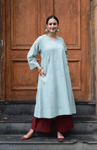 Sea Green Jamdani Phiran with Maroon Pyjama - CiceroniKurta Set, Everyday WearHouse of Moxa