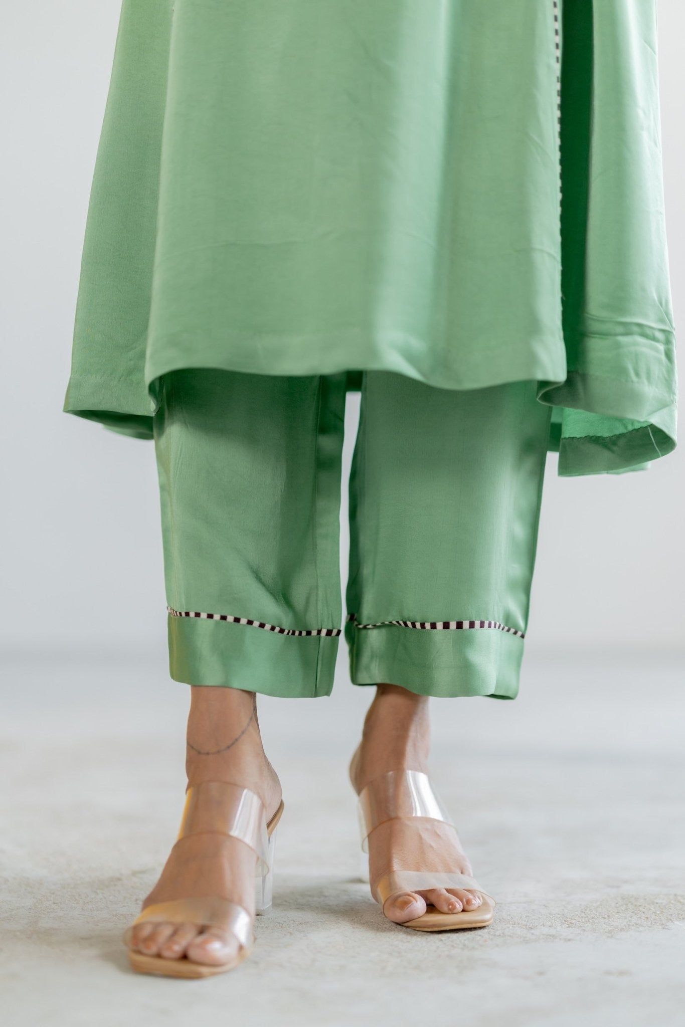 Sea Green Kurta Set - CiceroniKurta Set, Festive WearTussah