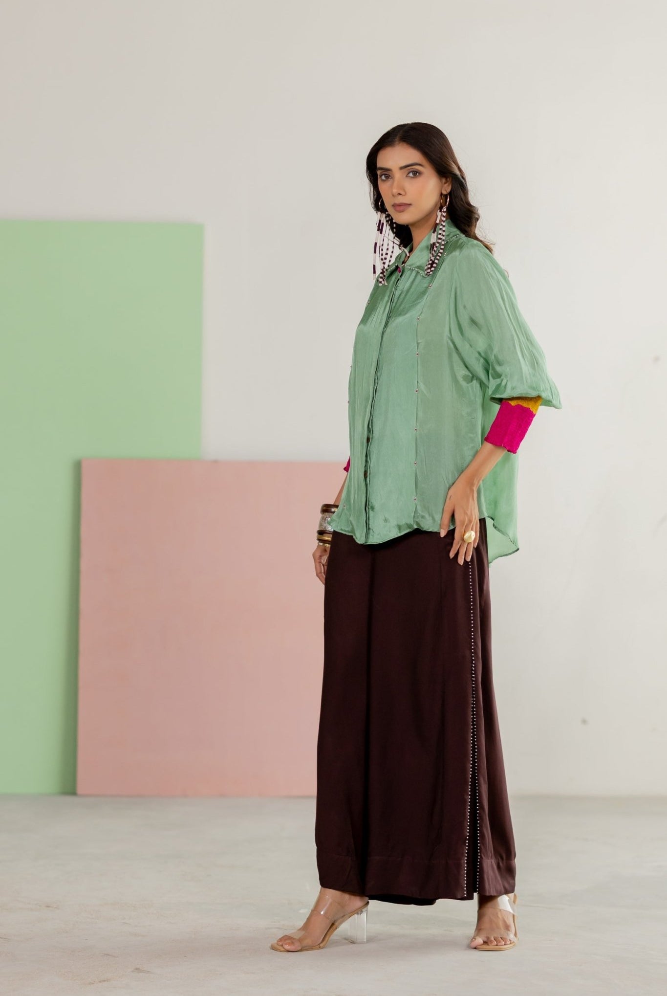 Sea Green Shirt Set - CiceroniCo-ord SetTussah