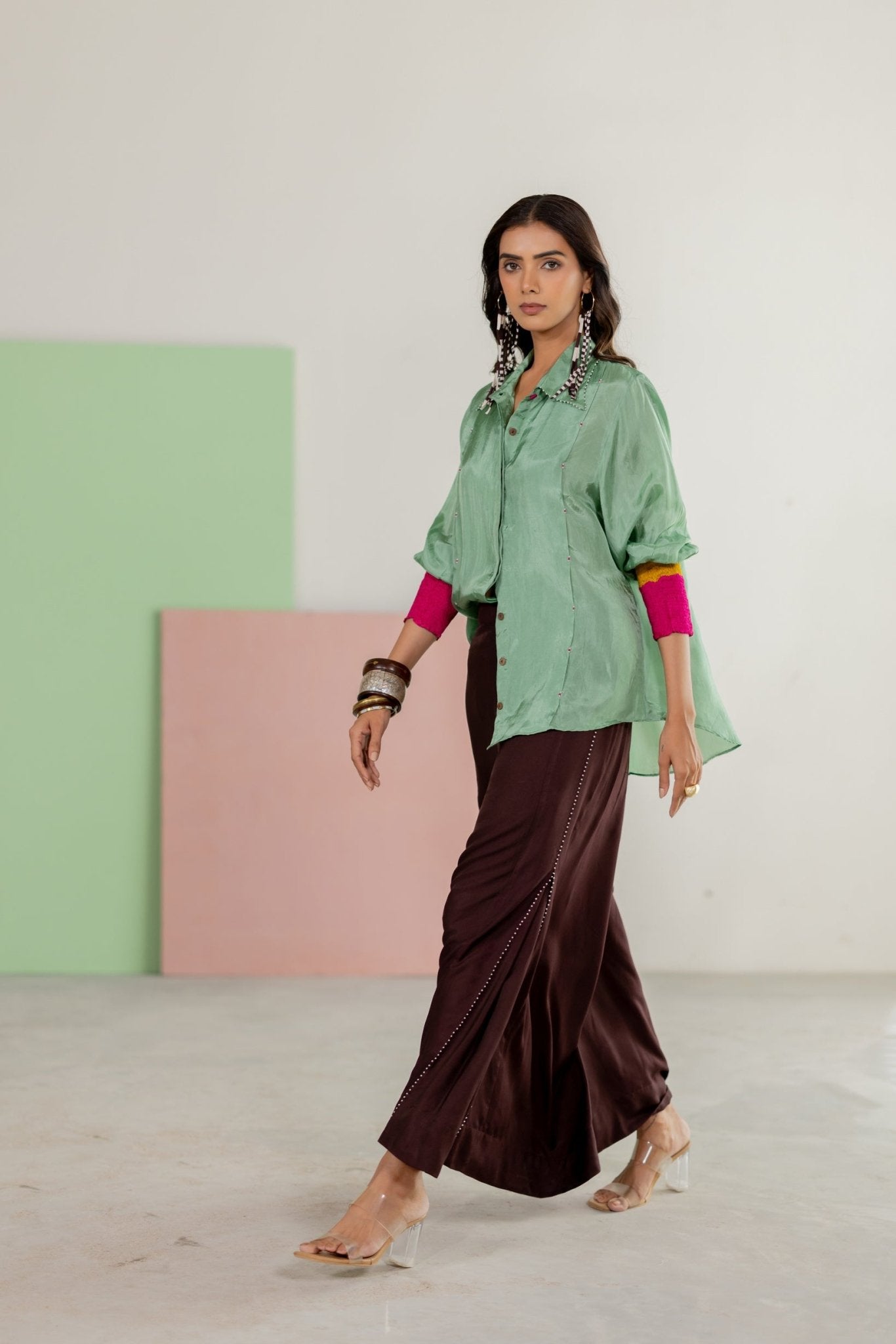 Sea Green Shirt Set - CiceroniCo-ord SetTussah