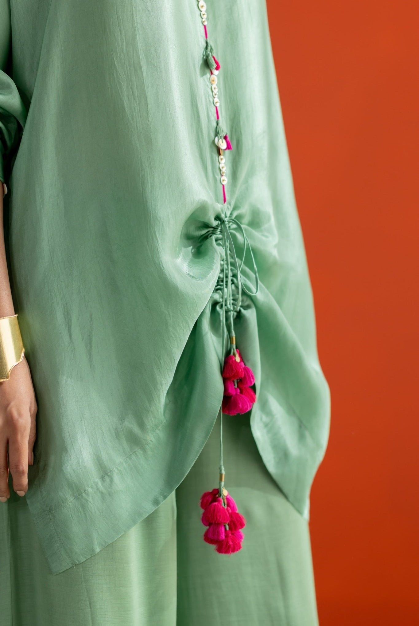 Sea Green Top with Lampi Gota Co-ord Set - CiceroniCo-ord SetTussah