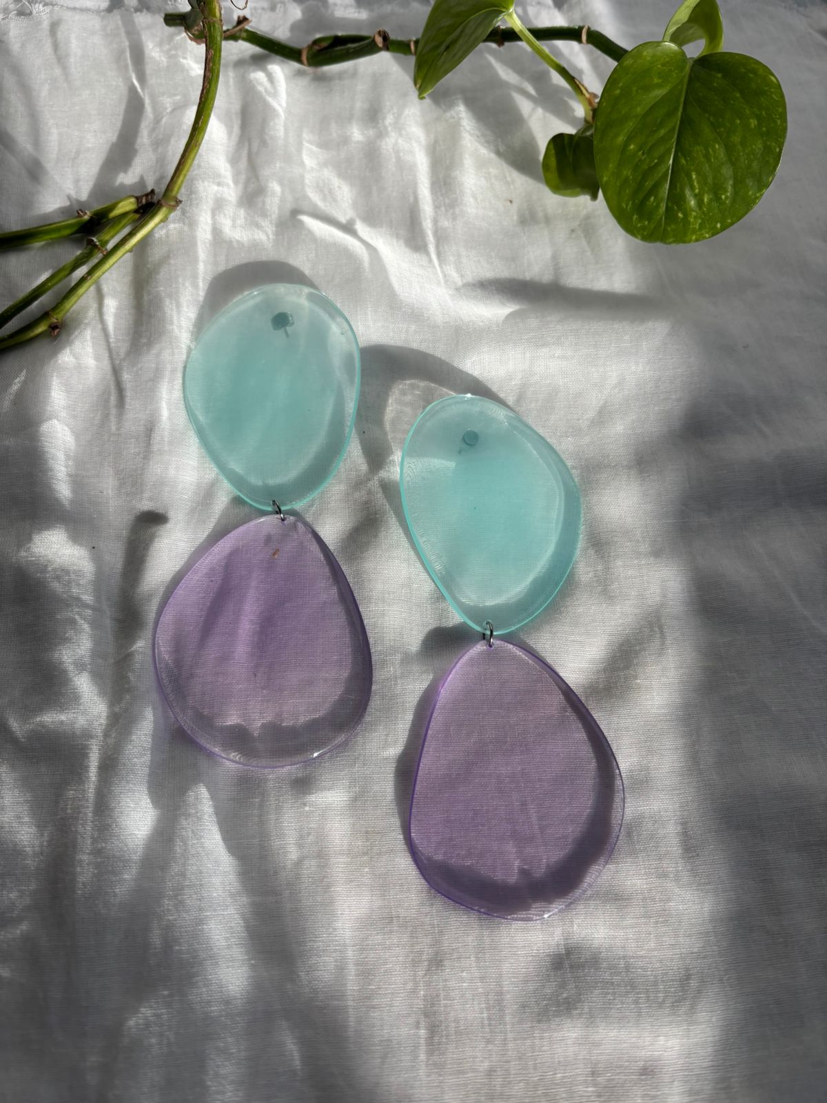 Seaglass - Big Drop - Blue & Purple - CiceroniEarringsShivani Vaishnavi