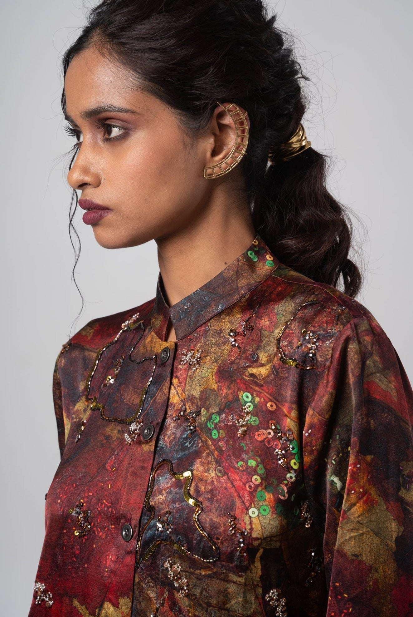 Sepia Embroidered Shirt Set - CiceroniCo - ord SetAdvait