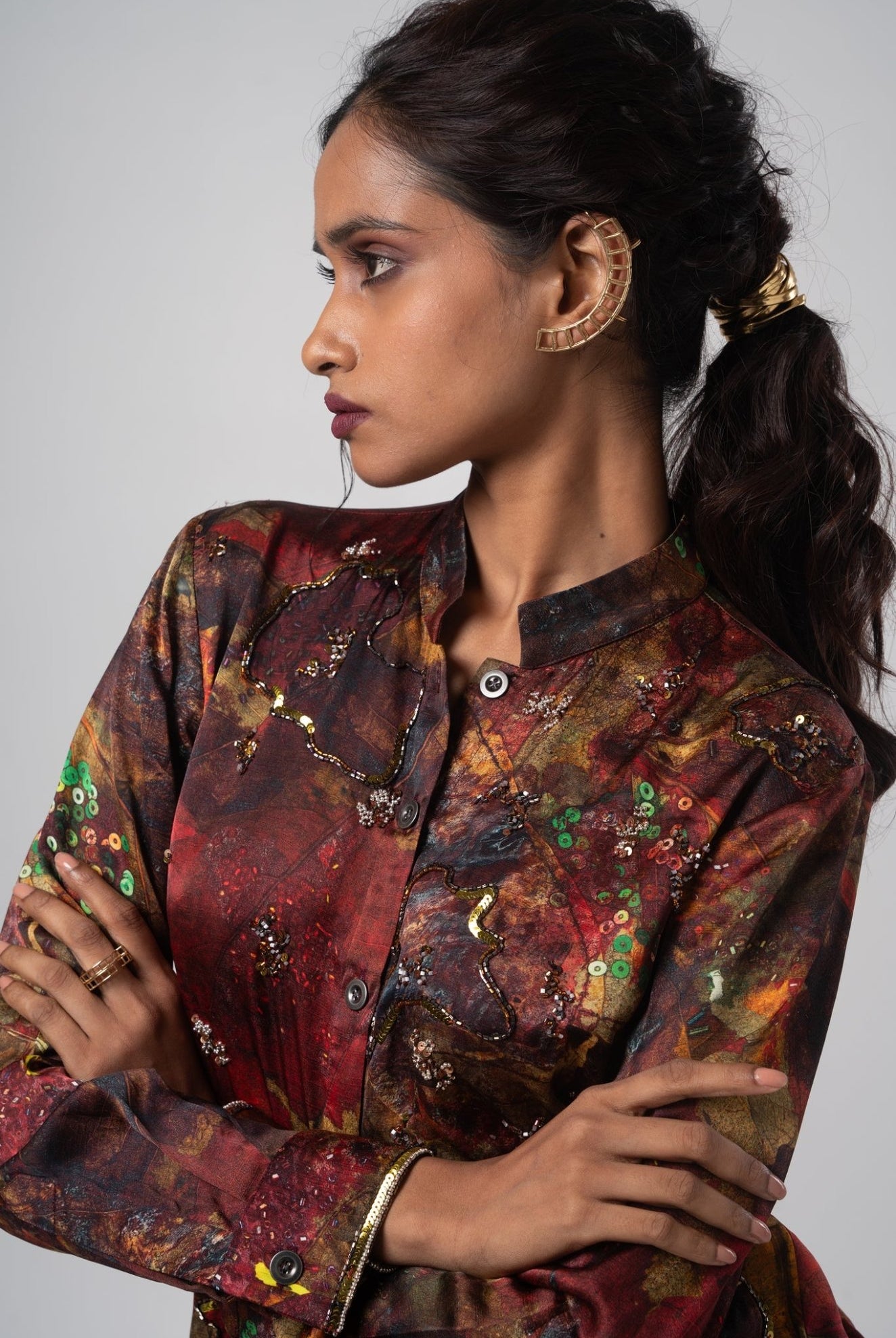 Sepia Embroidered Shirt Set - CiceroniCo - ord SetAdvait