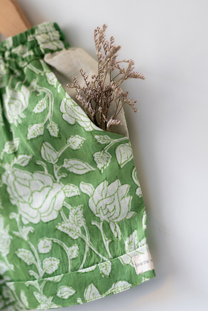 ‘Shared secrets’ Kids Green Floral Hand Block Print Co - ord Set - CiceroniCo - ord SetLove The World Today