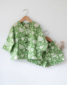 ‘Shared secrets’ Kids Green Floral Hand Block Print Co - ord Set - CiceroniCo - ord SetLove The World Today