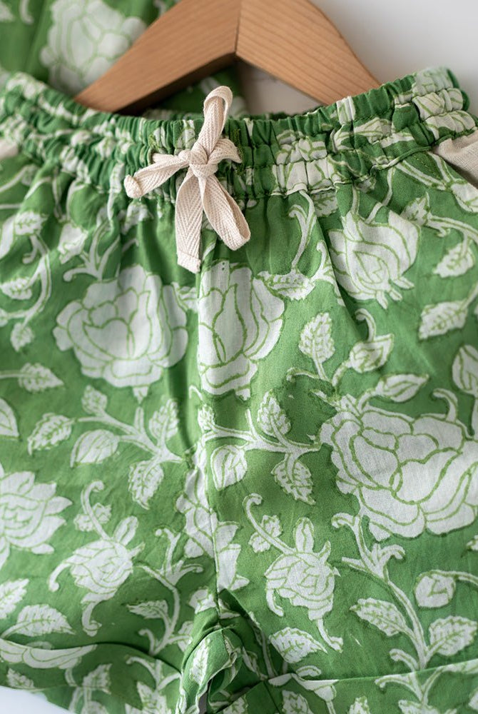 ‘Shared secrets’ Kids Green Floral Hand Block Print Co - ord Set - CiceroniCo - ord SetLove The World Today