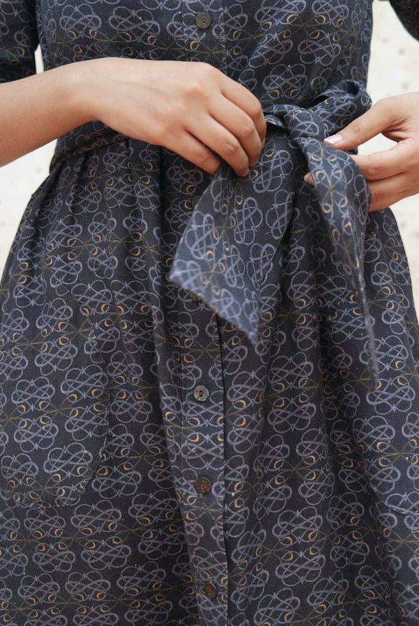 Shirt Dress in AC Jaal Navy - CiceroniDressesNikyta's Workroom