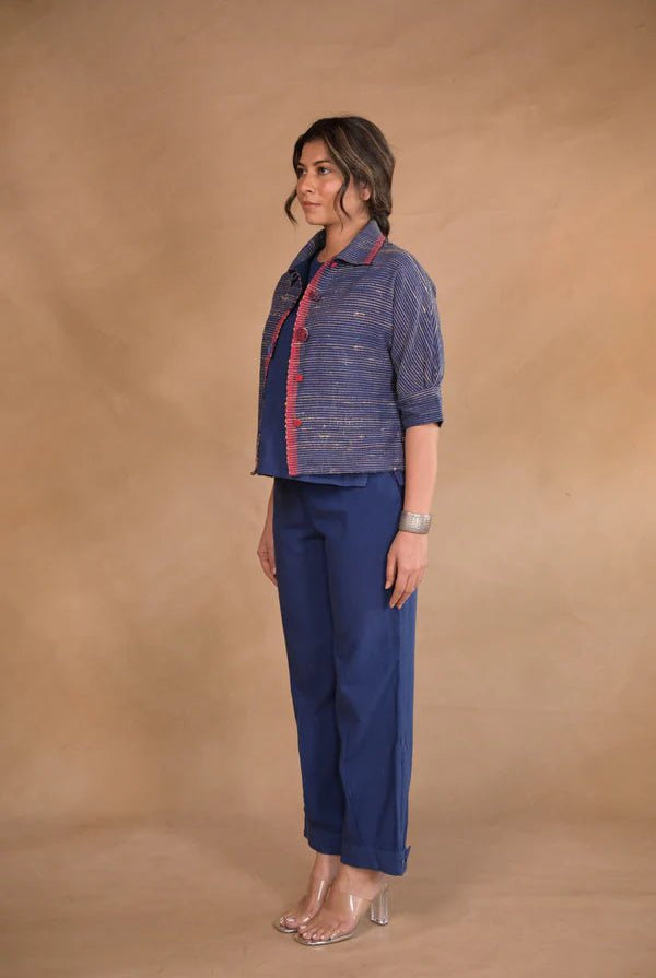 Shirt, Jacket style with continous sleeve in tassar X kalacotton - CiceroniWomen ShirtsRang by Rajvi
