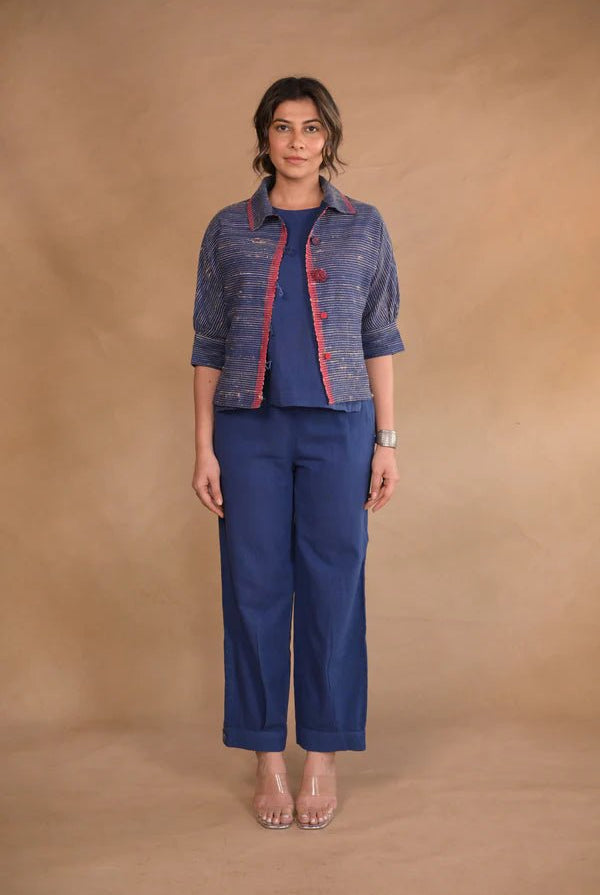 Shirt, Jacket style with continous sleeve in tassar X kalacotton - CiceroniWomen ShirtsRang by Rajvi