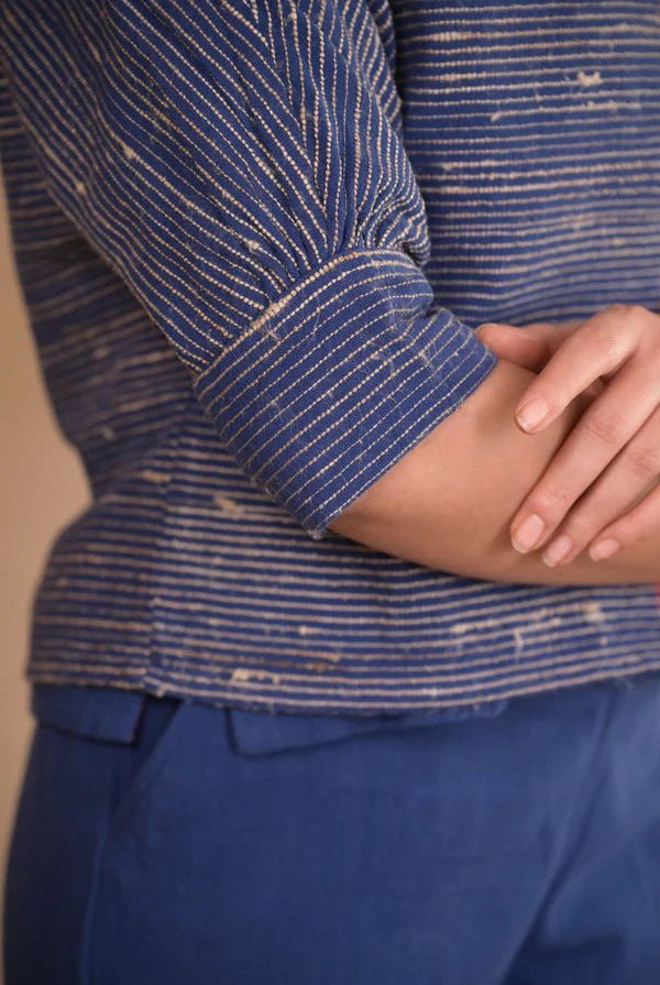 Shirt, Jacket style with continous sleeve in tassar X kalacotton - CiceroniWomen ShirtsRang by Rajvi