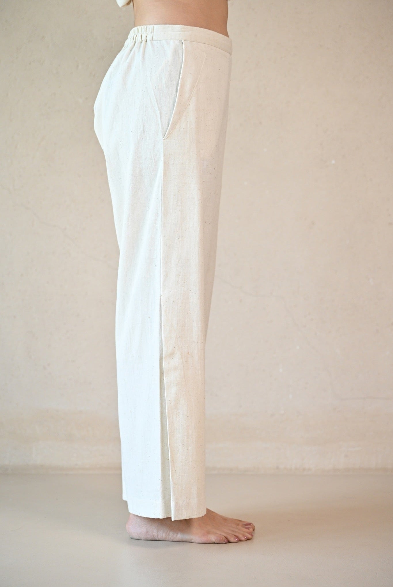 Side Pleated Pant - Natural White - CiceroniPantsRang by Rajvi