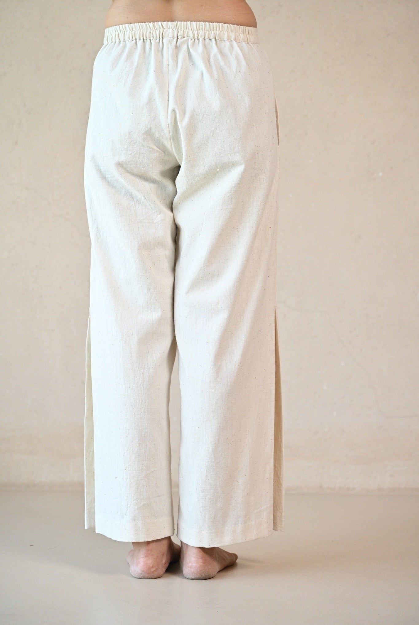 Side Pleated Pant - Natural White - CiceroniPantsRang by Rajvi