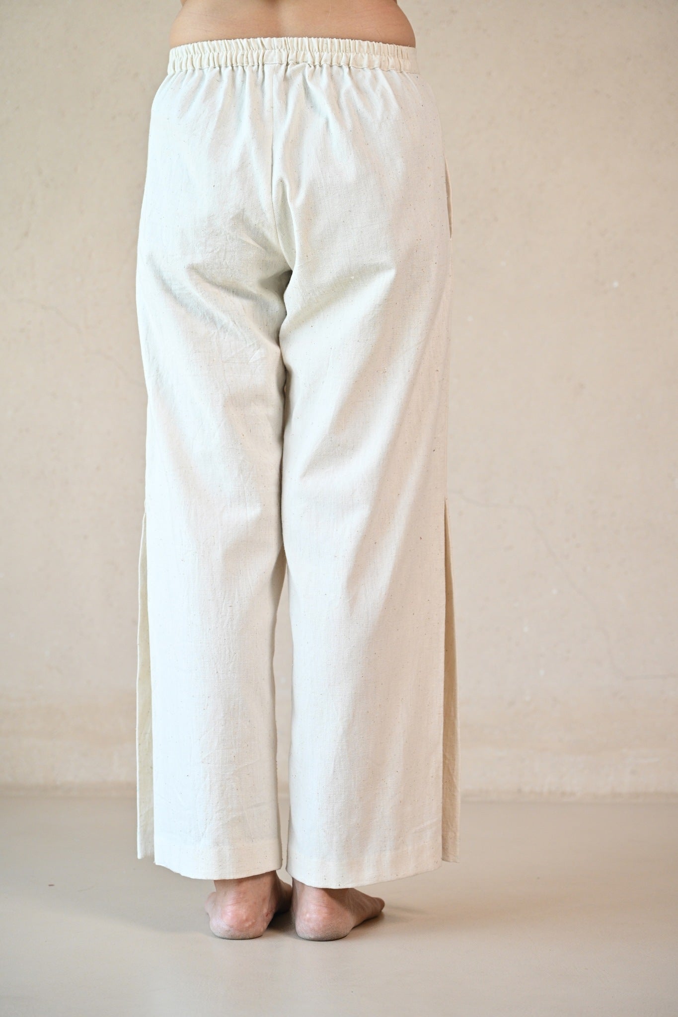 Side Pleated Pant - Natural White - CiceroniPantsRang by Rajvi
