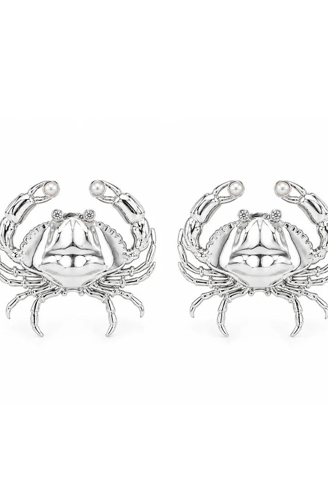 Silver Crab Studs - CiceroniEarringUnbent