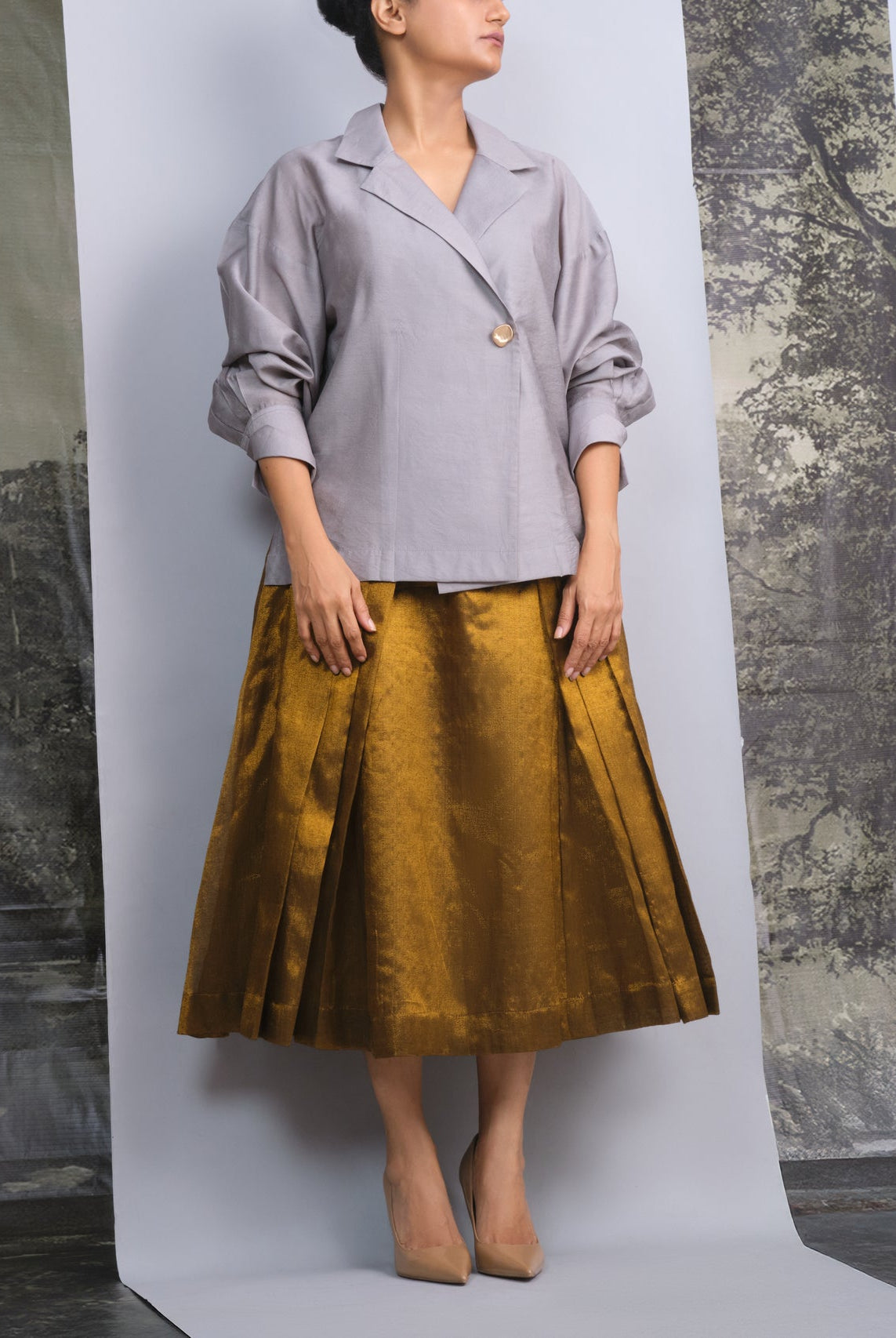 Silver & Gold Chanderi Co - ord Set - CiceroniSkirt SetOtouto