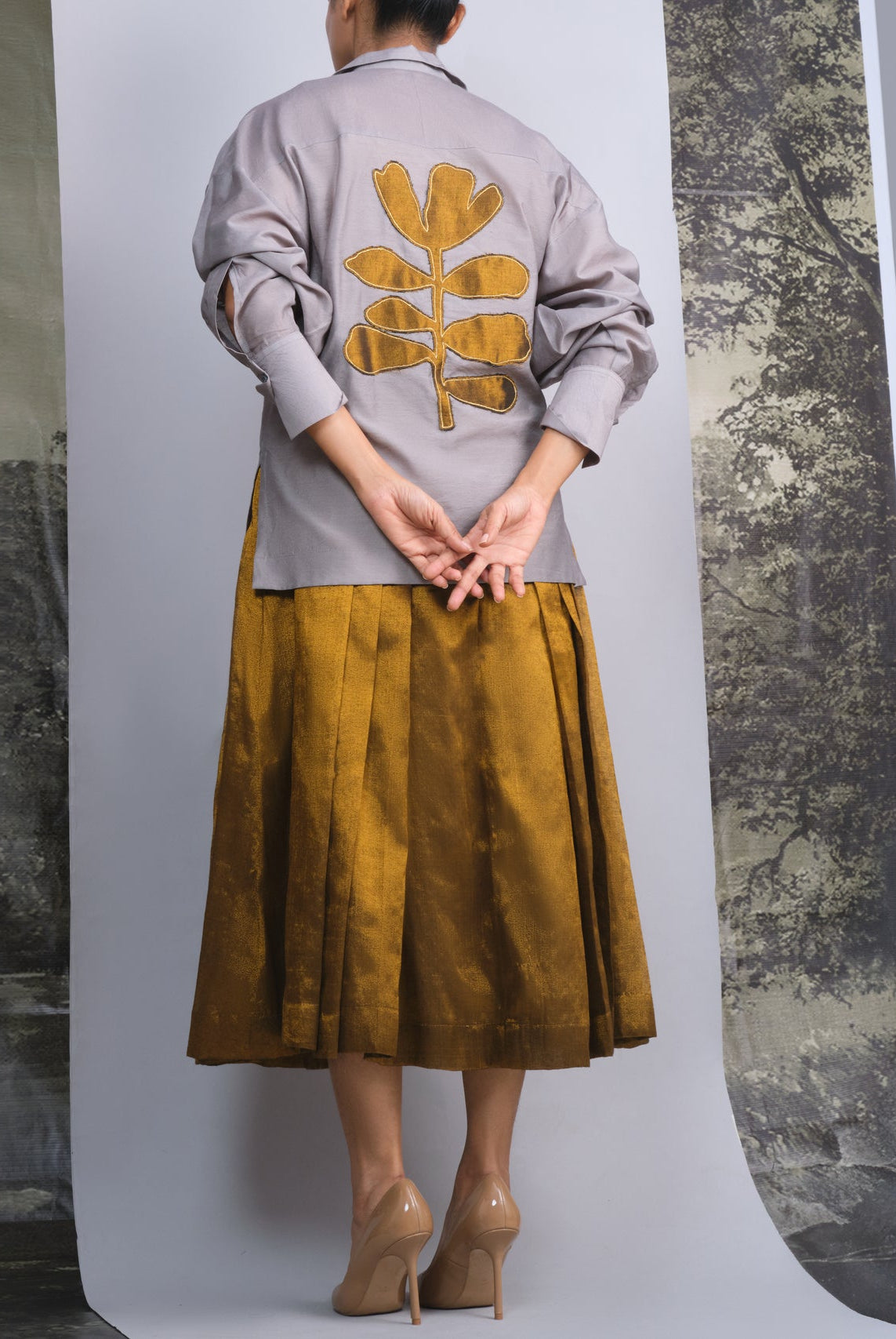 Silver & Gold Chanderi Co - ord Set - CiceroniSkirt SetOtouto