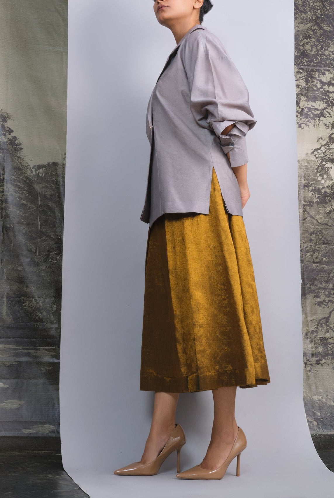 Silver & Gold Chanderi Co - ord Set - CiceroniSkirt SetOtouto