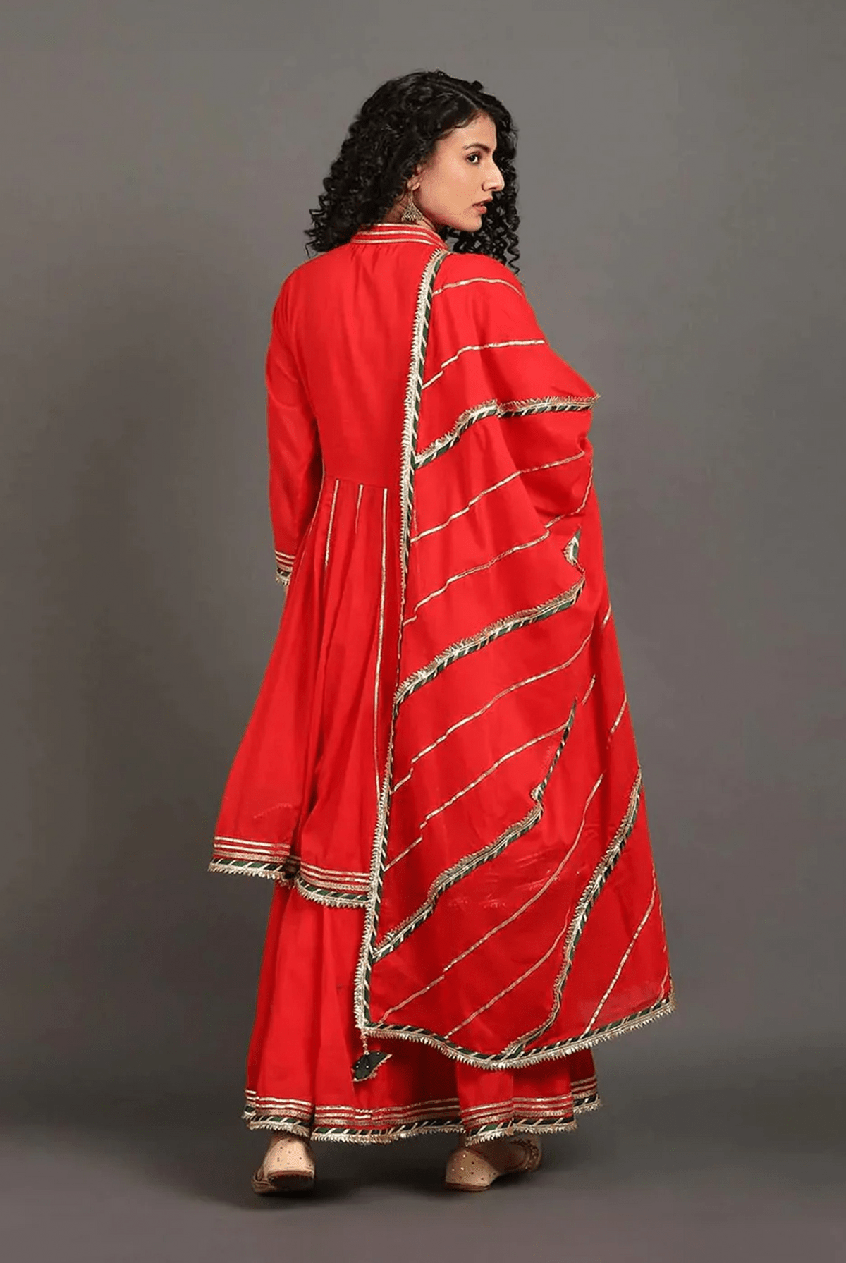 Sindoori Jodha Anarkali Sharara Set - CiceroniKurta Set, Festive WearOmaana