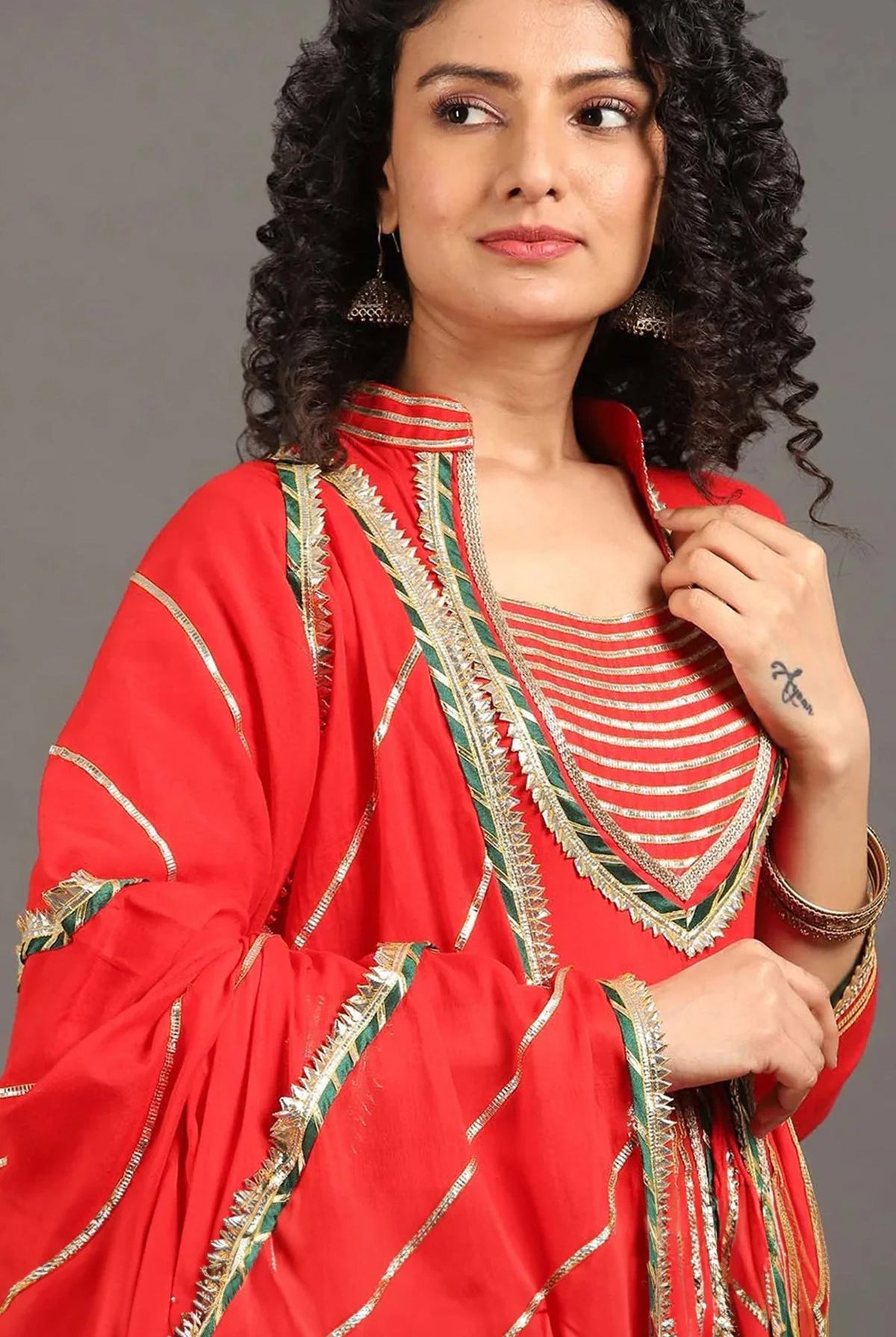 Sindoori Jodha Anarkali Sharara Set - CiceroniKurta Set, Festive WearOmaana