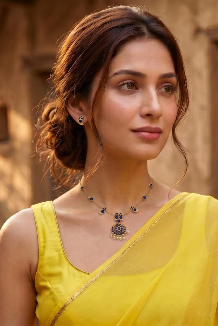 Single Layered Blue Kemp Maanga Necklace - CiceroniNecklace SetAarika