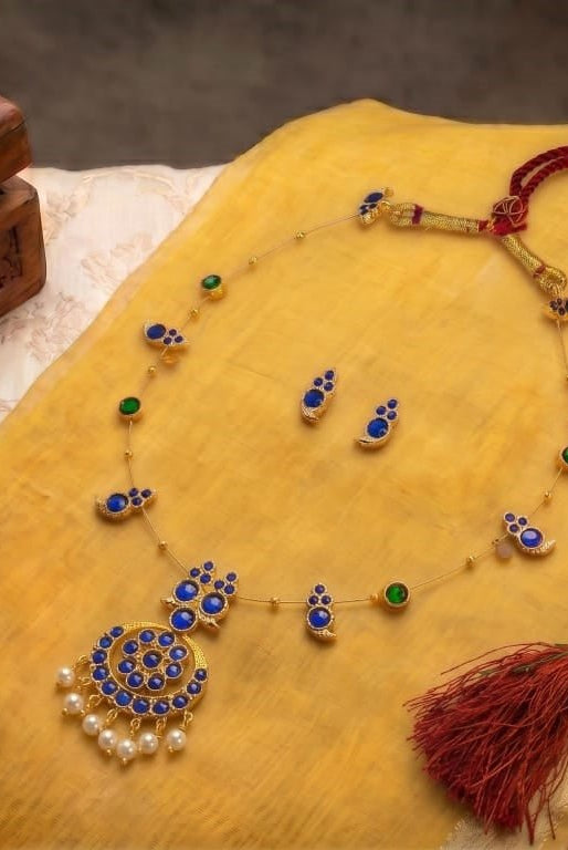 Single Layered Blue Kemp Maanga Necklace - CiceroniNecklace SetAarika
