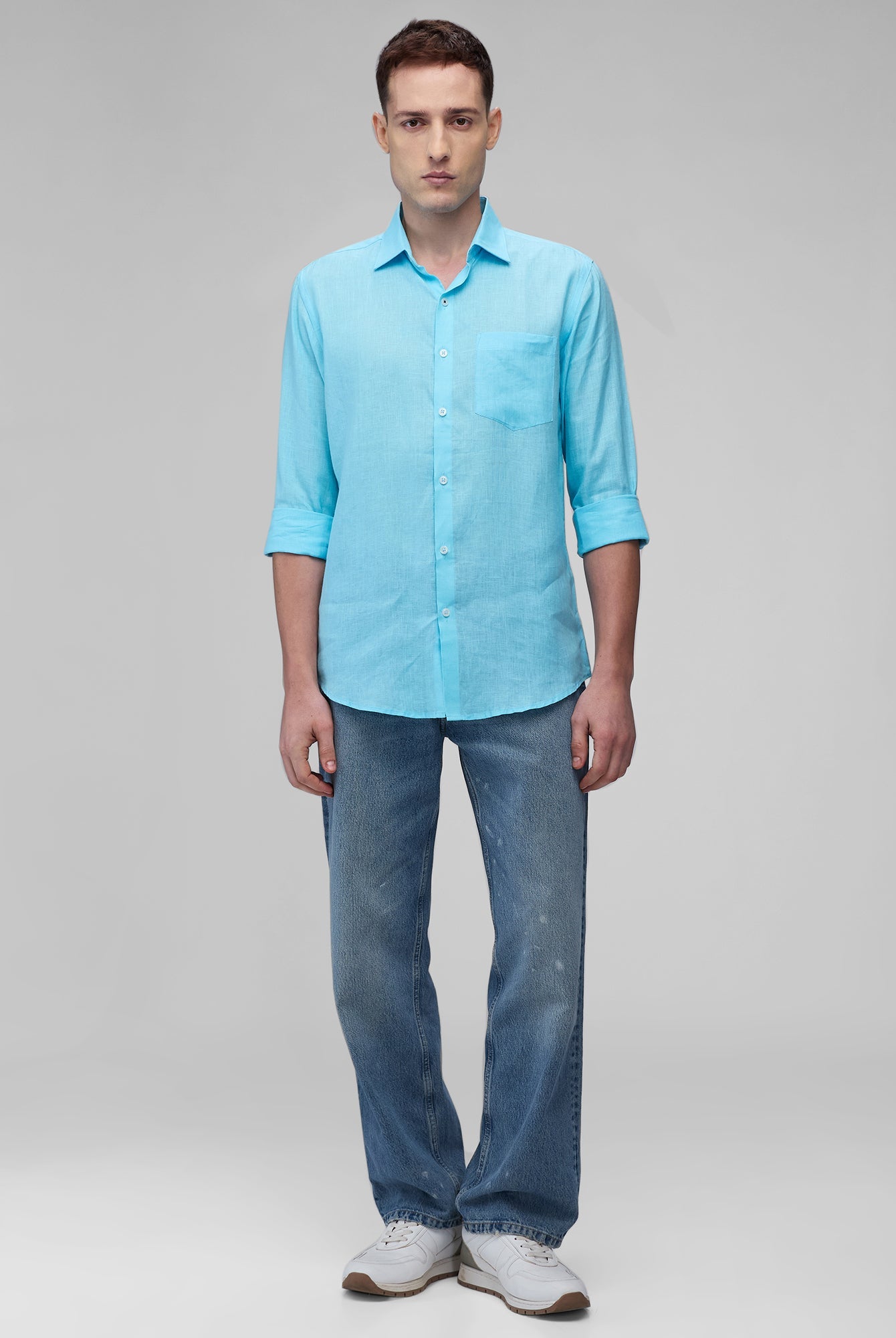 Sky Blue 100% Linen Classic Shirt - CiceroniMen Shirtsbhrāta