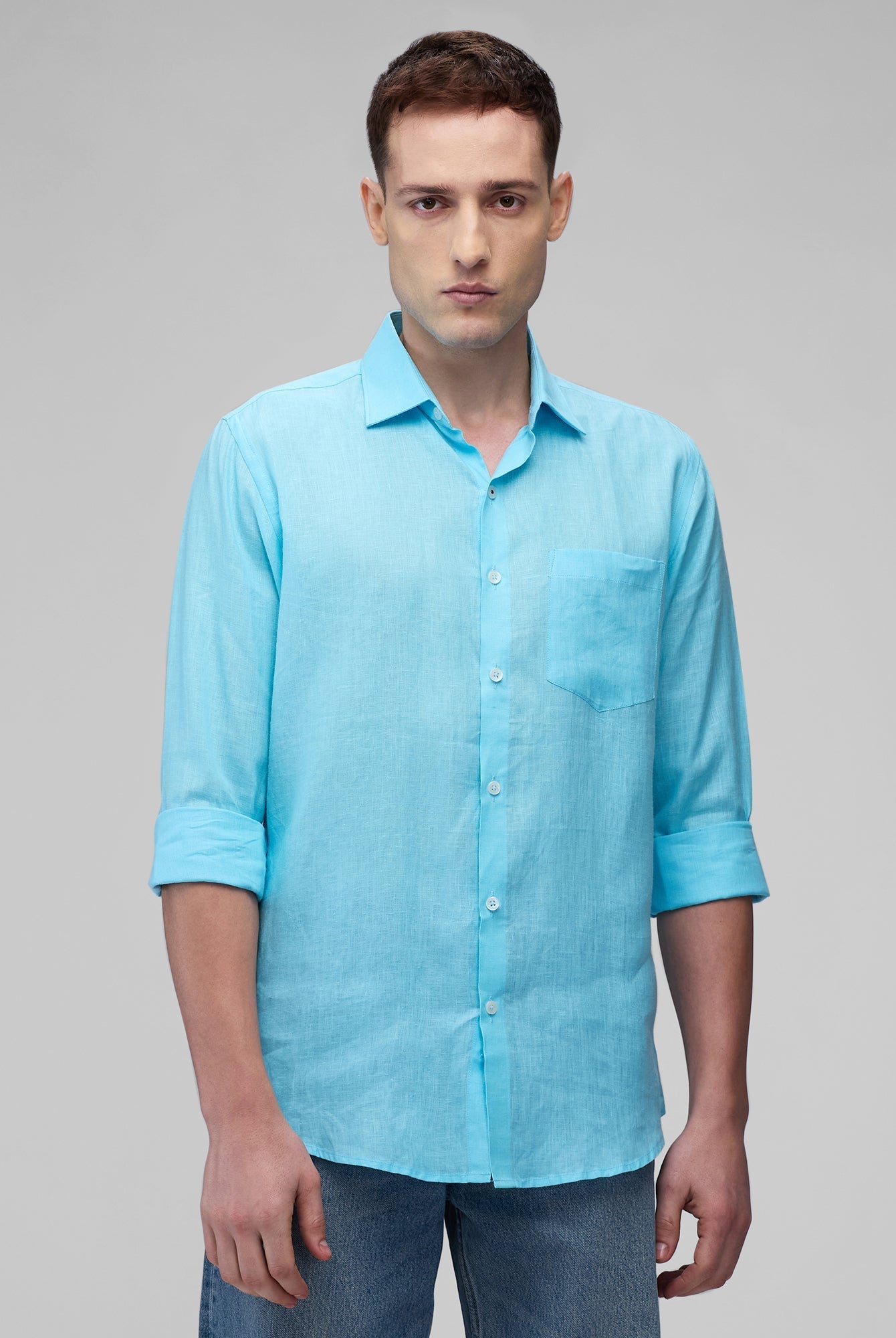 Sky Blue 100% Linen Classic Shirt - CiceroniMen Shirtsbhrāta
