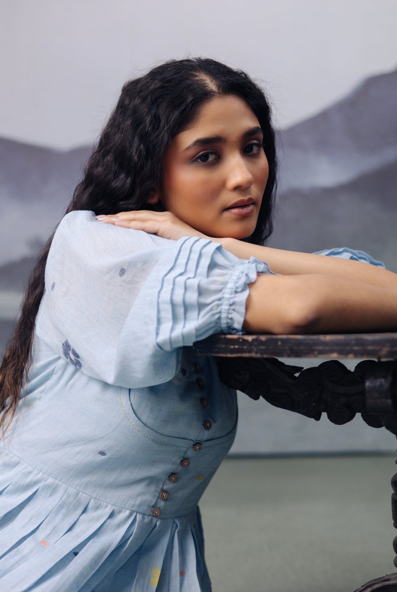 Sky Daisy Desire Box Pleat Dress - CiceroniDressesGulmohar Calcutta