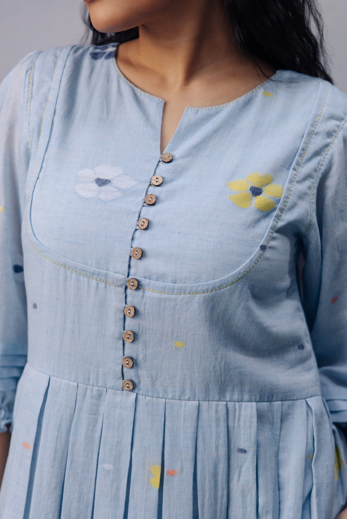 Sky Daisy Desire Box Pleat Dress - CiceroniDressesGulmohar Calcutta