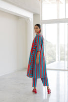Sky Fire Striped Appliqué Kurta Set - CiceroniKurta Set, Everyday WearSilai Studio