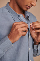 Sky Linen Men's Oxford Shirt - Slim Fit - CiceroniShirtSaphed