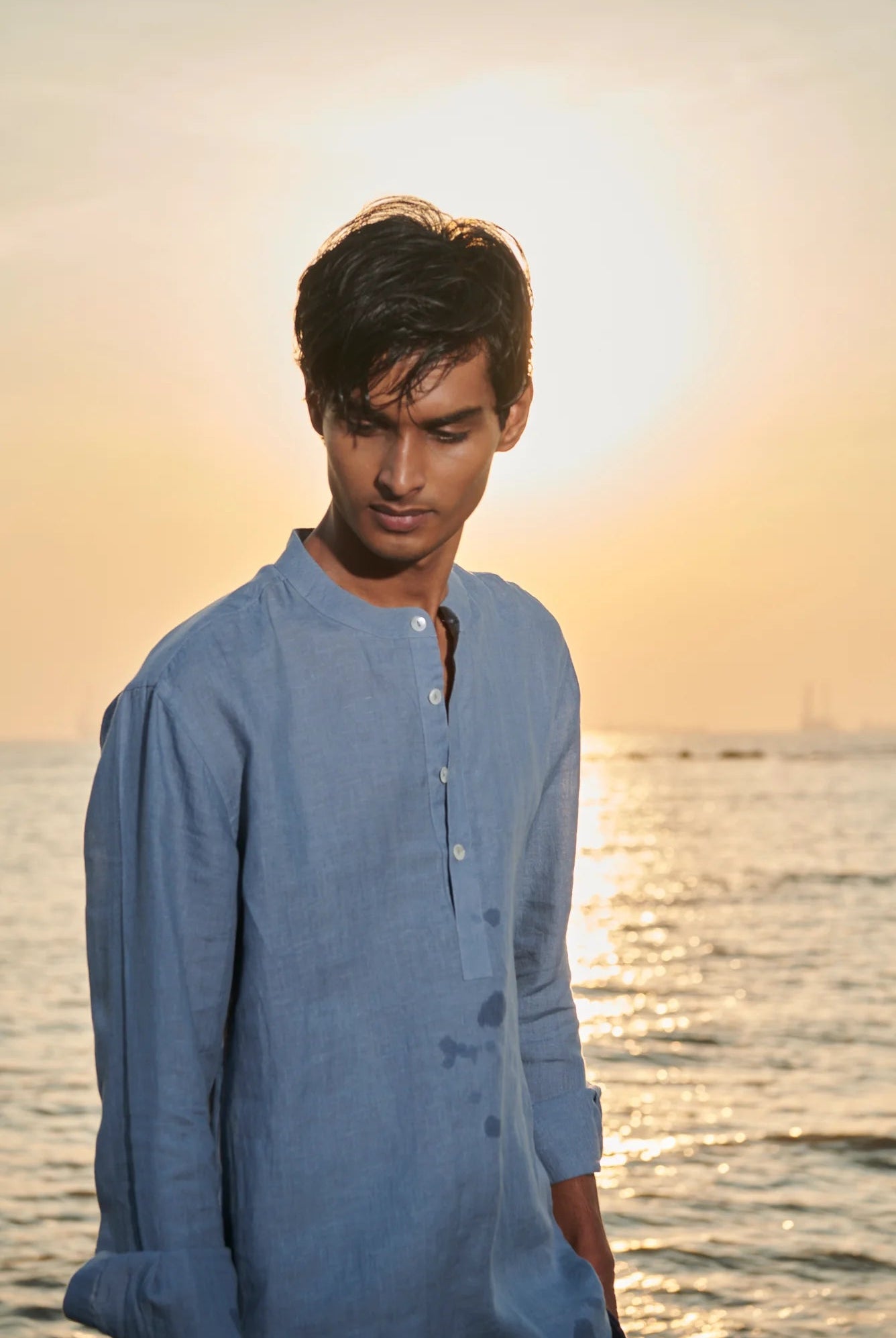 Sky Linen Men's Shirt Kurta - CiceroniShirtSaphed