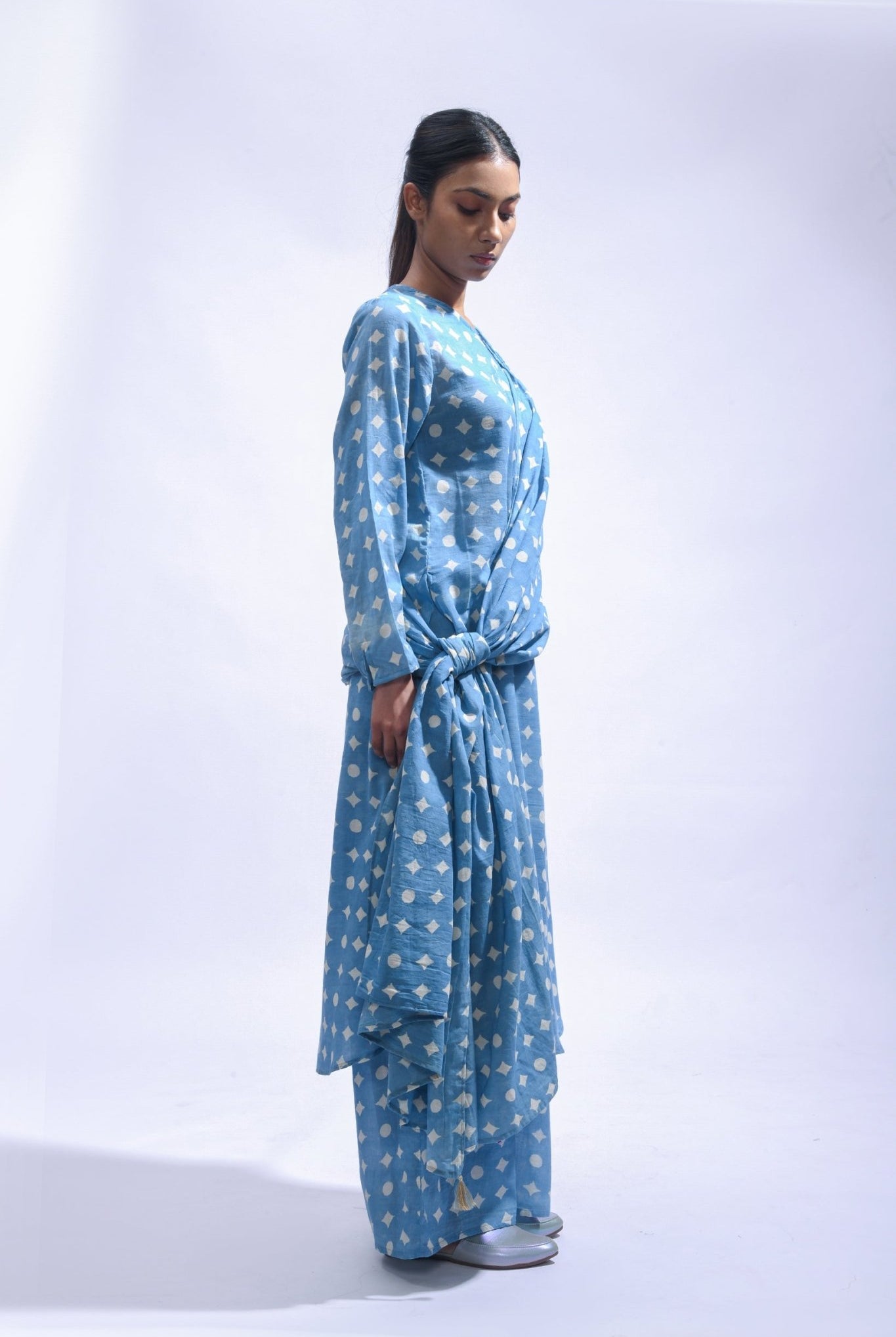 Sky Mud Block Cotton Kurta Set - Kasis - CiceroniKurta Set, Everyday WearJayati Goenka
