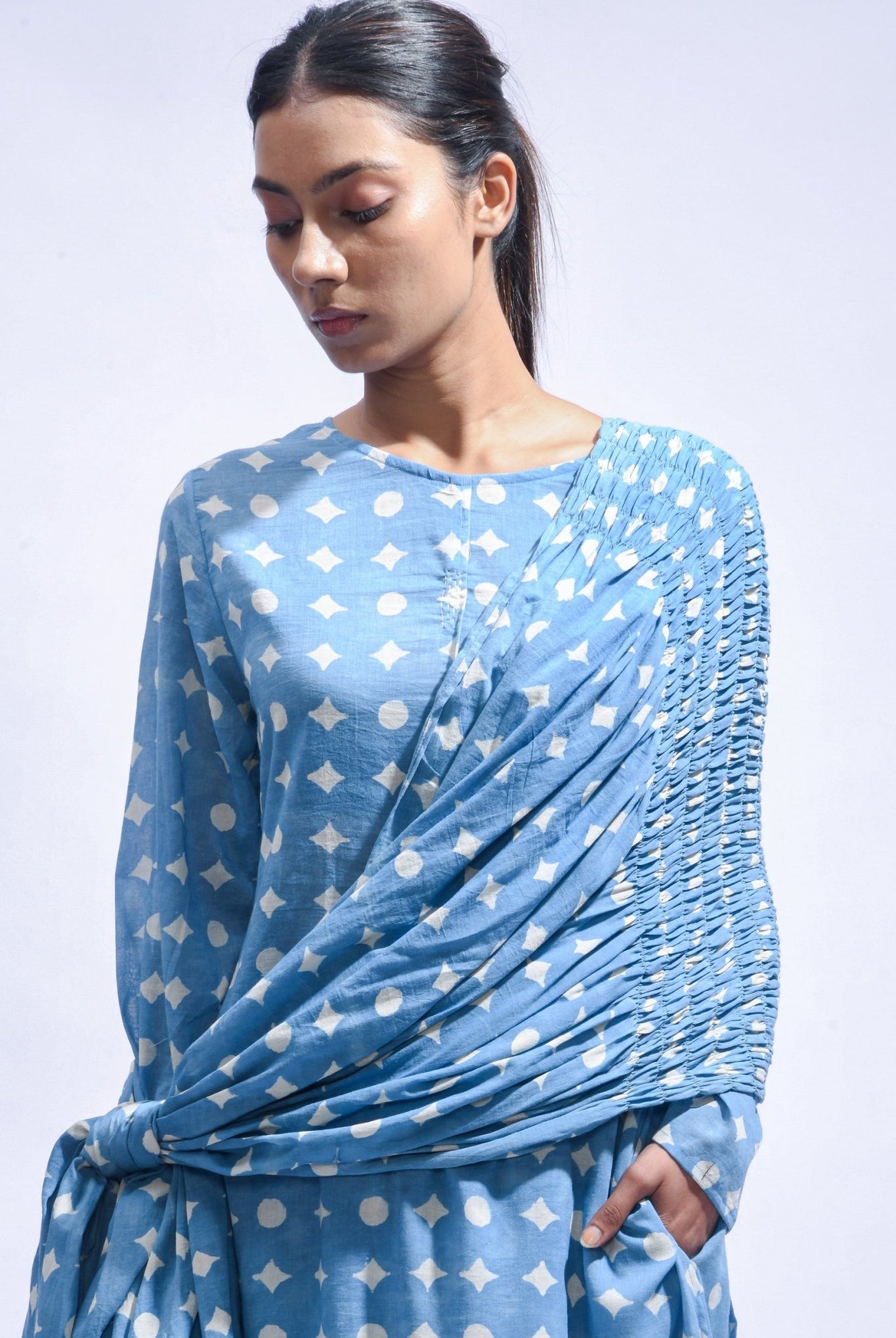 Sky Mud Block Cotton Kurta Set - Kasis - CiceroniKurta Set, Everyday WearJayati Goenka
