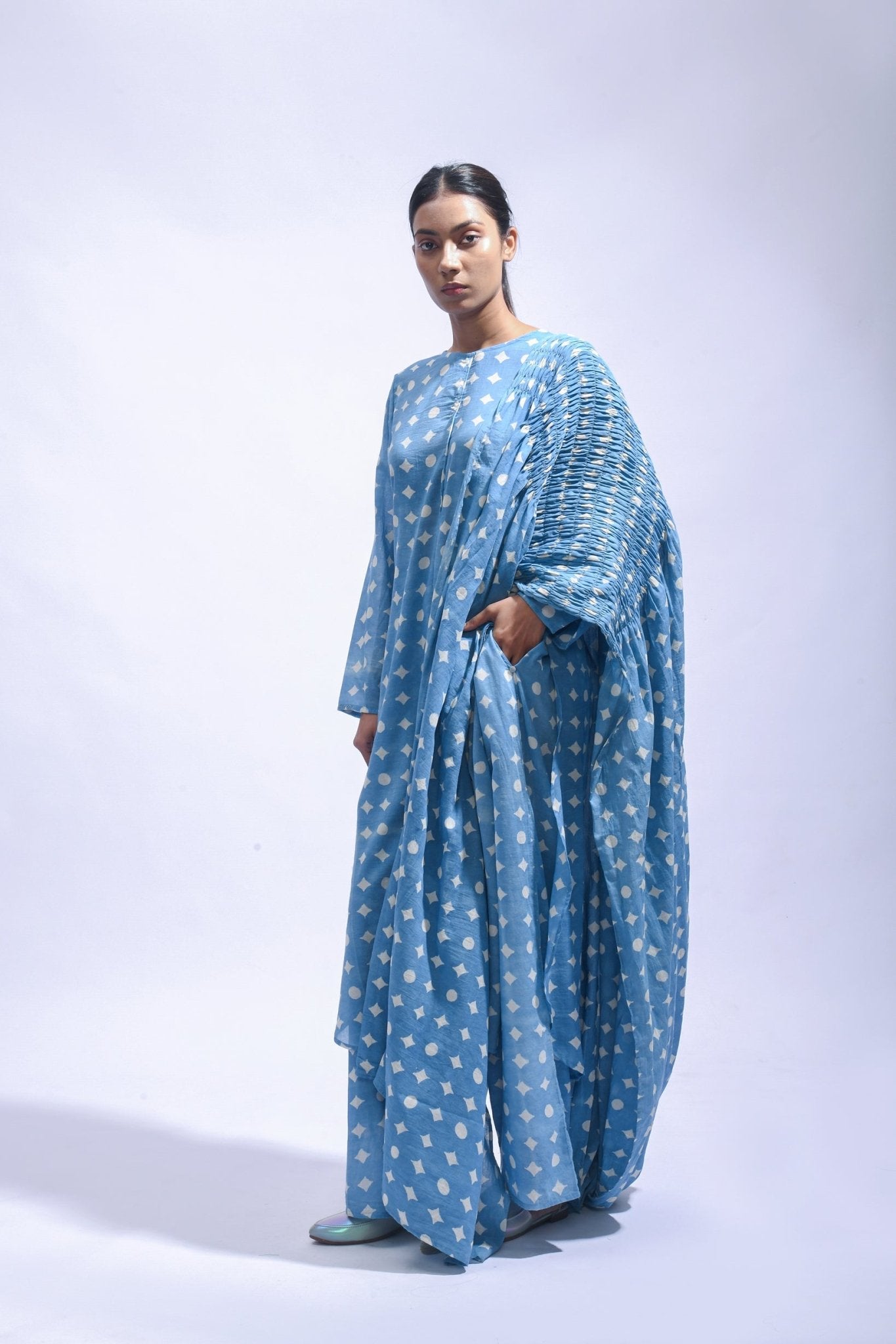 Sky Mud Block Cotton Kurta Set - Kasis - CiceroniKurta Set, Everyday WearJayati Goenka