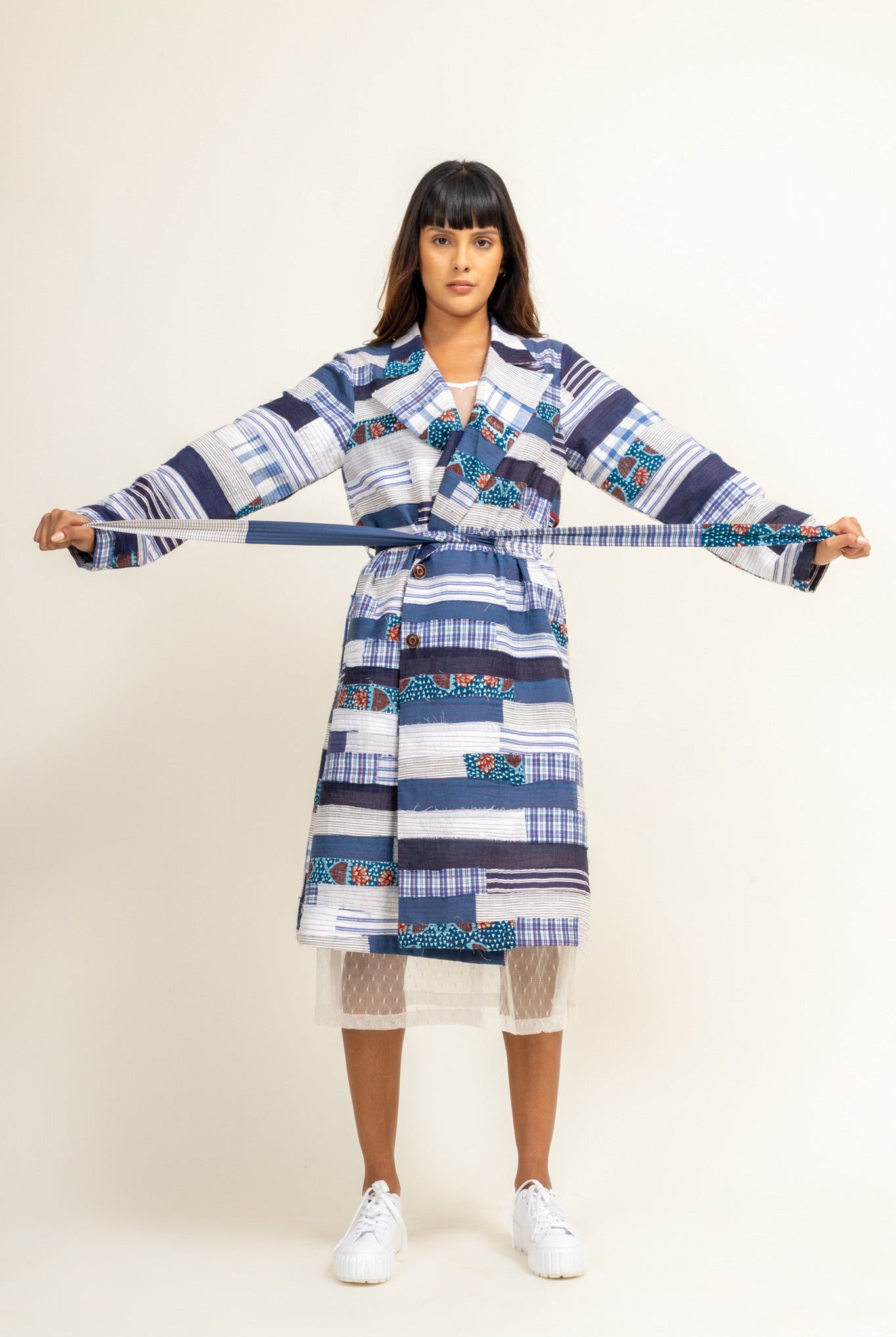 Sky Patchwork Trench - CiceroniTrench CoatDoodlage