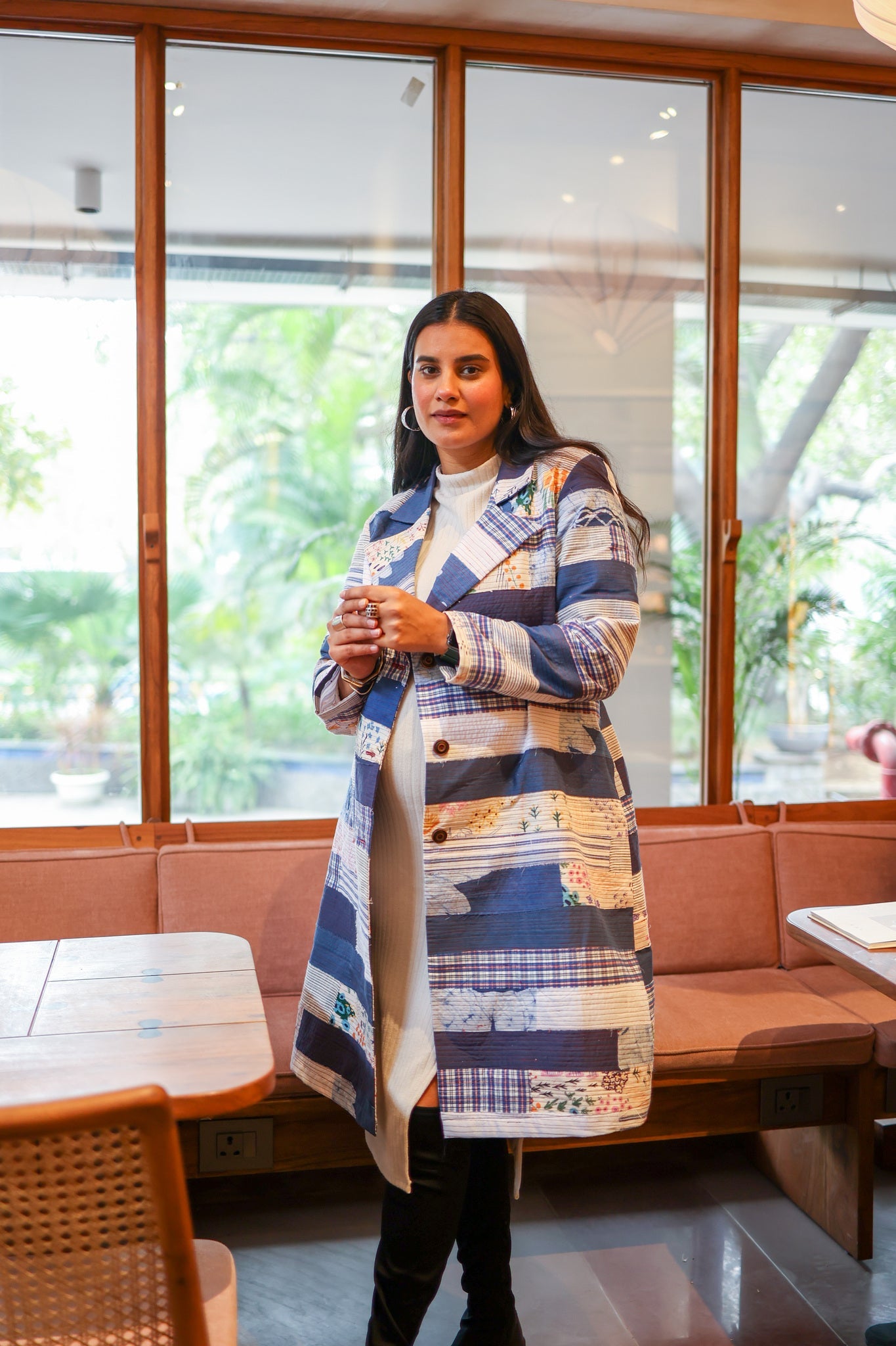 Sky Patchwork Trench - CiceroniTrench CoatDoodlage