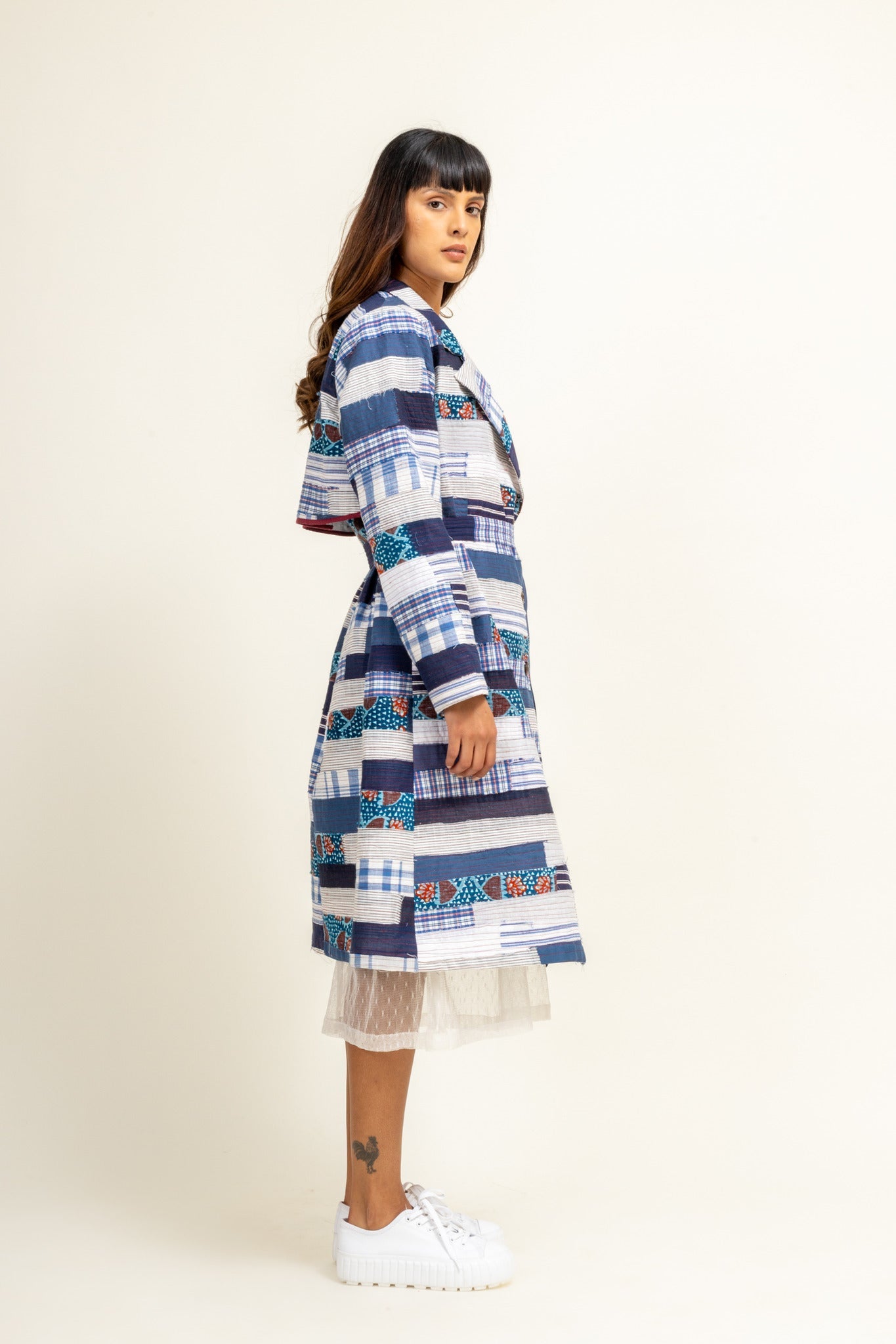 Sky Patchwork Trench - CiceroniTrench CoatDoodlage