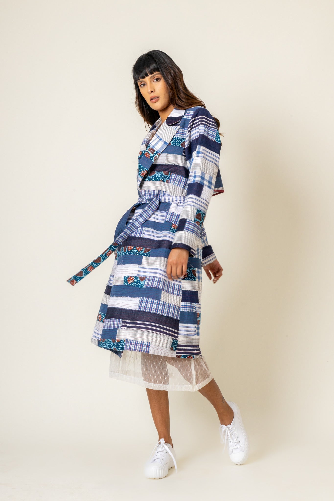 Sky Patchwork Trench - CiceroniTrench CoatDoodlage
