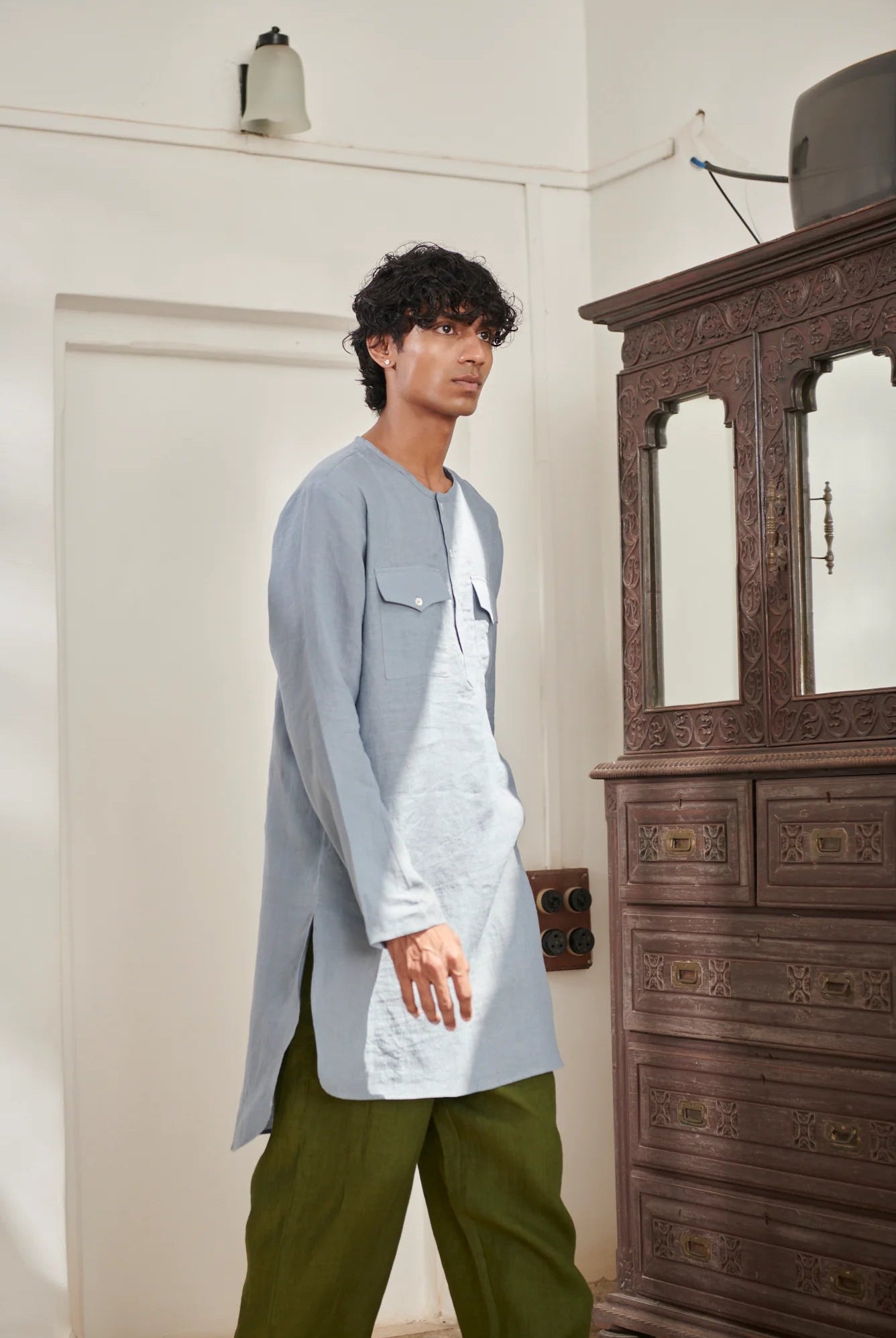 Sky Safari Men's Round Hem Kurta Set - CiceroniKurta Set, Everyday WearSaphed