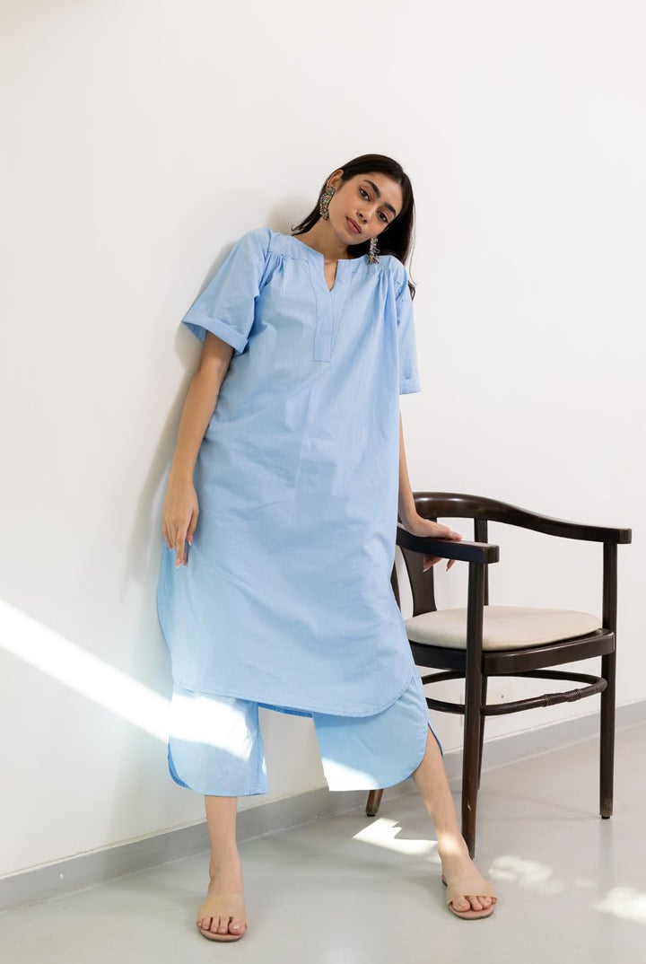 Sky Serenity Tunic Co - ord Set - CiceroniKurta Set, Everyday WearSilai Studio