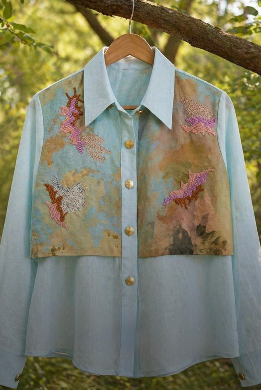 Skylark light blue Flap Shirt - CiceroniShirtArtbeats by Keerthana