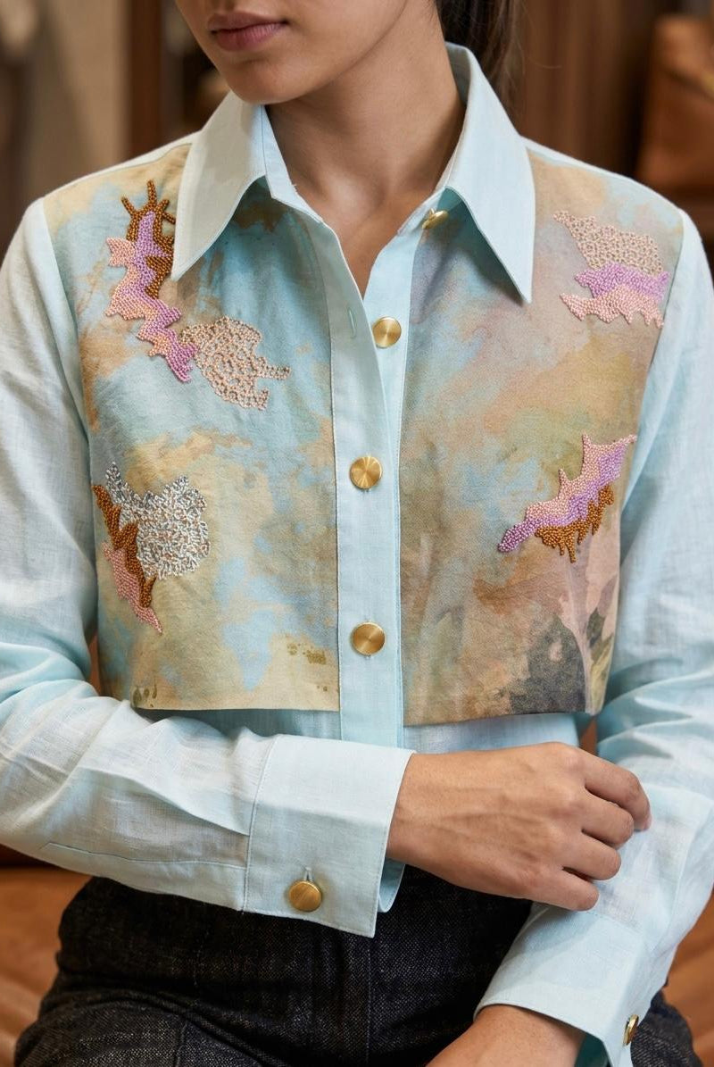 Skylark light blue Flap Shirt - CiceroniShirtArtbeats by Keerthana