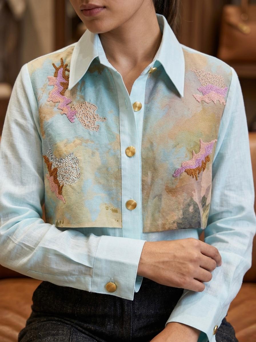 Skylark light blue Flap Shirt - CiceroniShirtArtbeats by Keerthana
