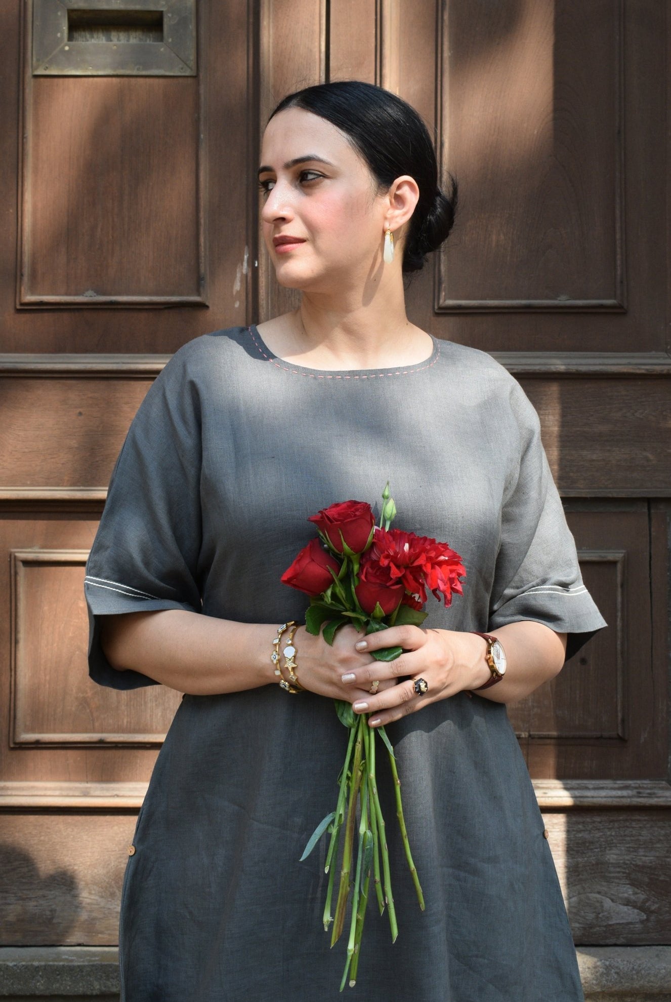 Slate Grey Linen Co - ord Set - CiceroniKurta Set, Everyday WearHouse of Moxa