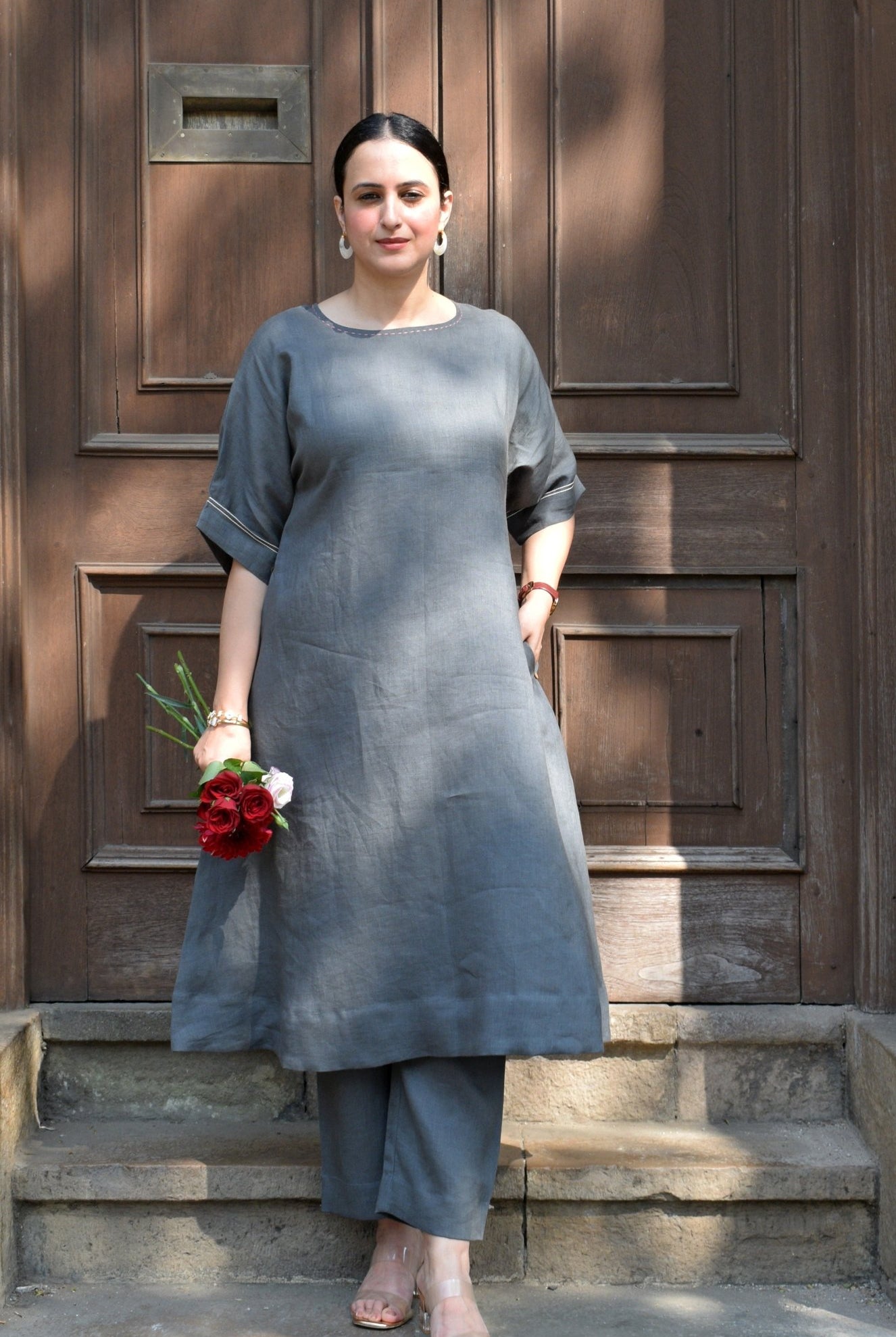 Slate Grey Linen Co - ord Set - CiceroniKurta Set, Everyday WearHouse of Moxa