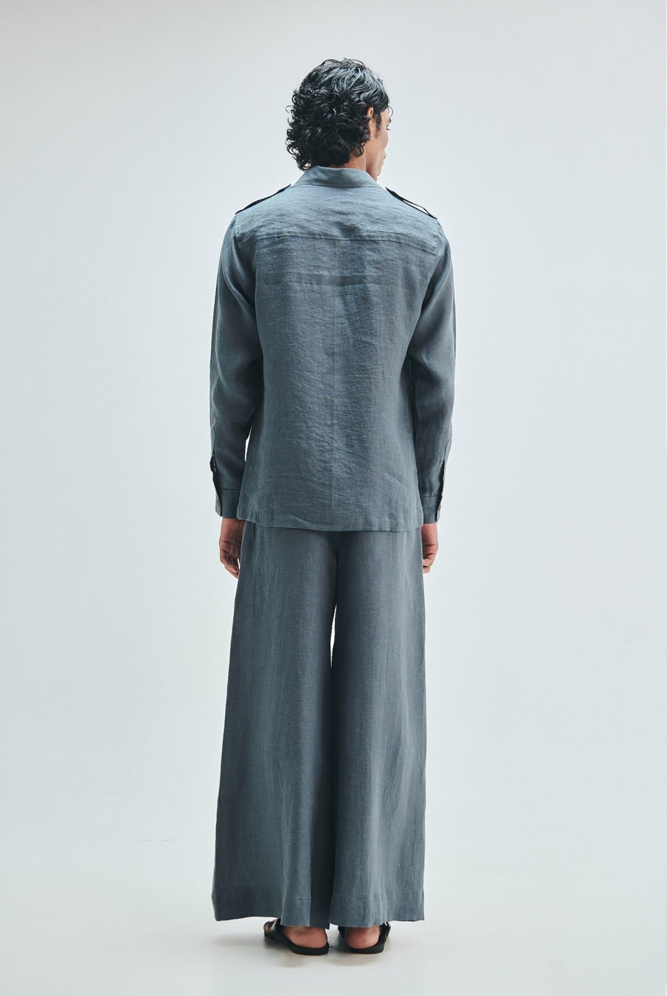 Slate Linen Men's Safari Overshirt Set - CiceroniCo-ord SetSaphed