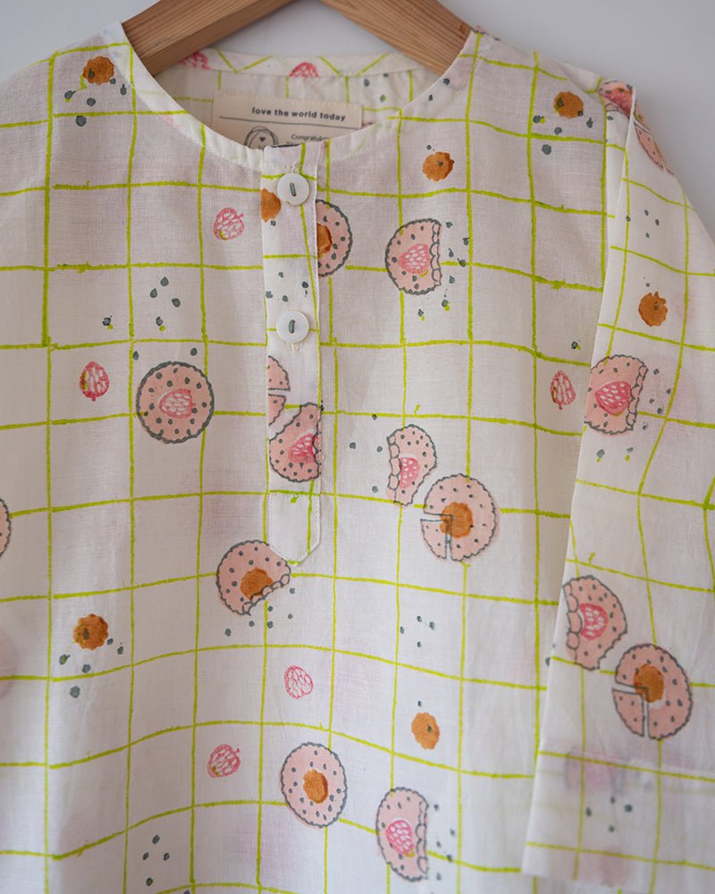 Sleepover Party Kurta and Shorts Co - ord Set - Cookie Print - CiceroniCo - ord SetLove The World Today