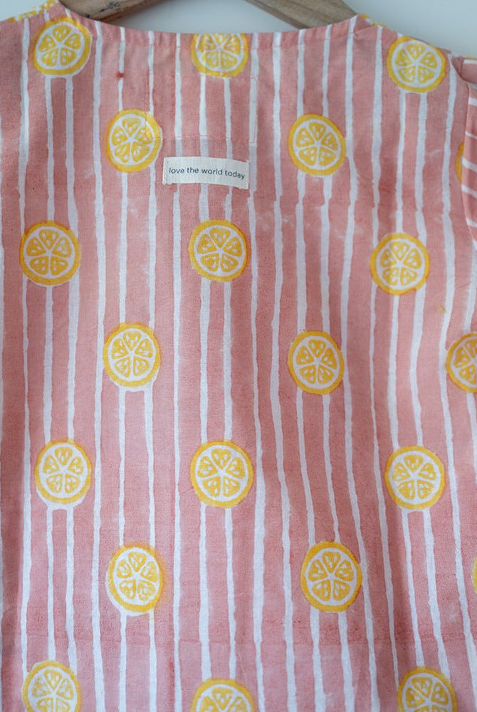 Sleepover Party Kurta and Shorts Co - ord Set - Lemon Drizzle Peach Print - CiceroniCo - ord SetLove The World Today